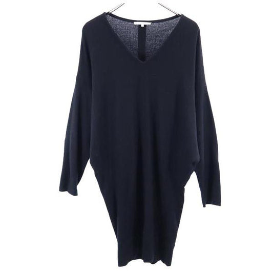 HELMUT LANG V-Neck Wool Knit Dress Black Size S