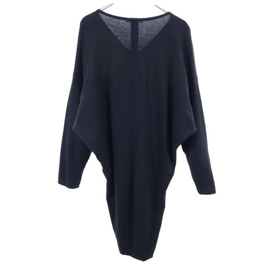 HELMUT LANG V-Neck Wool Knit Dress Black Size S