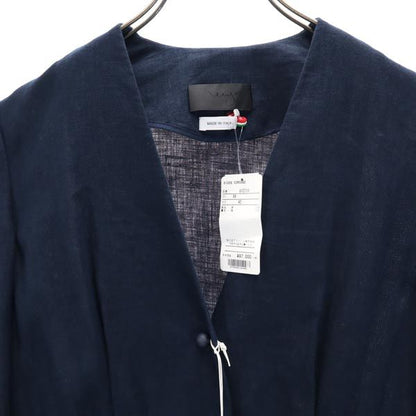 Italian Linen 3/4 Sleeve V-Neck Midi Dress Navy Size 42