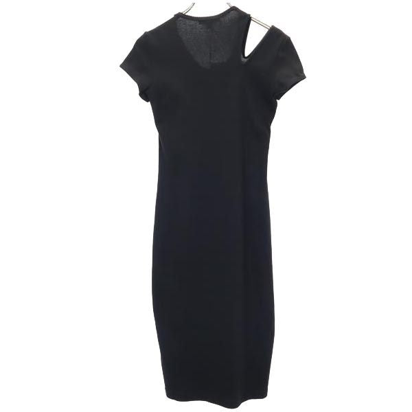 HELMUT LANG Short Sleeve Design Midi Dress Black Size M