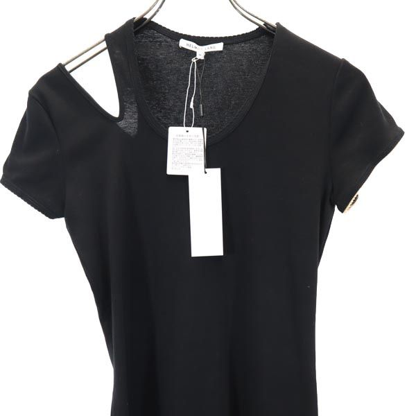 HELMUT LANG Short Sleeve Design Midi Dress Black Size M
