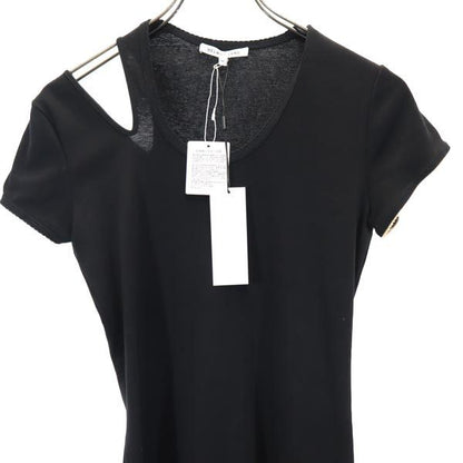 HELMUT LANG Short Sleeve Design Midi Dress Black Size M