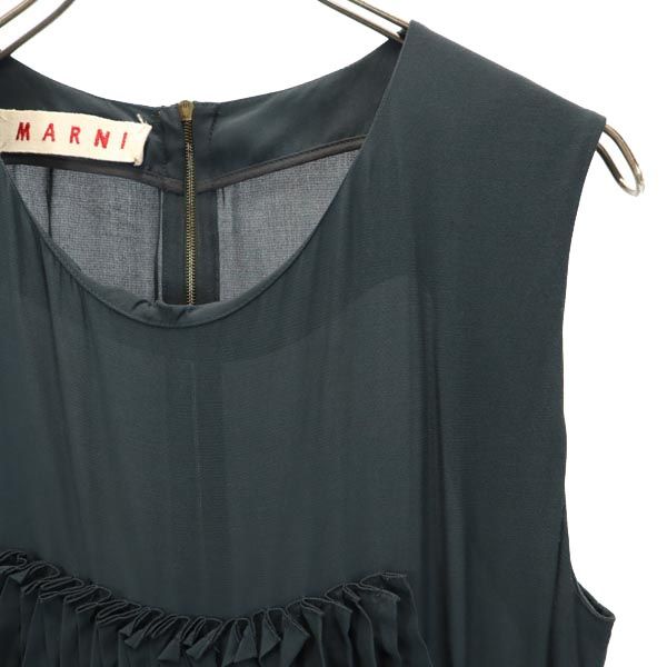 MARNI Italian Sleeveless Back-Zip Dress Green Size 42