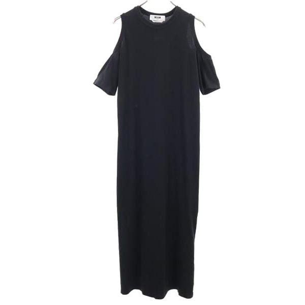 MSGM Open Shoulder Short Sleeve Maxi Dress Black Size XXS