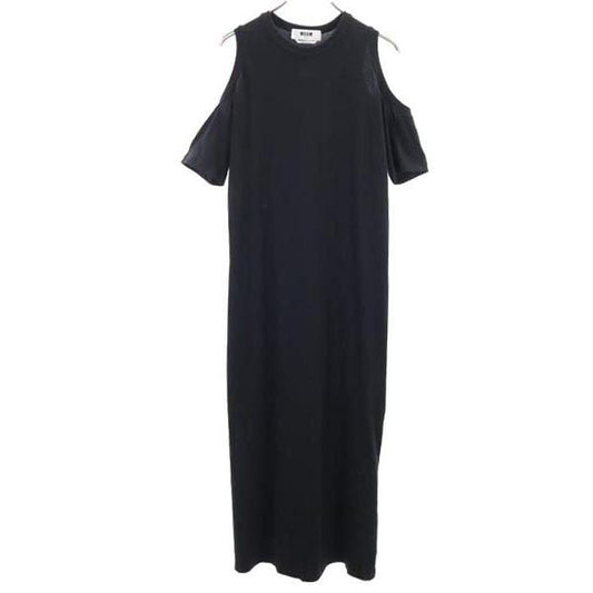 MSGM Open Shoulder Short Sleeve Maxi Dress Black Size XXS