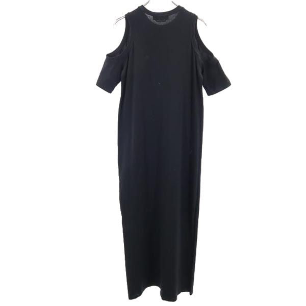 MSGM Open Shoulder Short Sleeve Maxi Dress Black Size XXS
