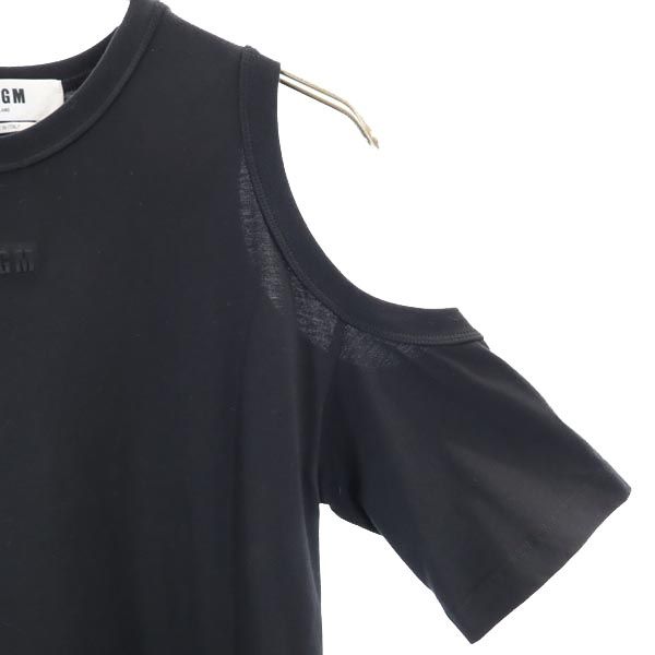 MSGM Open Shoulder Short Sleeve Maxi Dress Black Size XXS