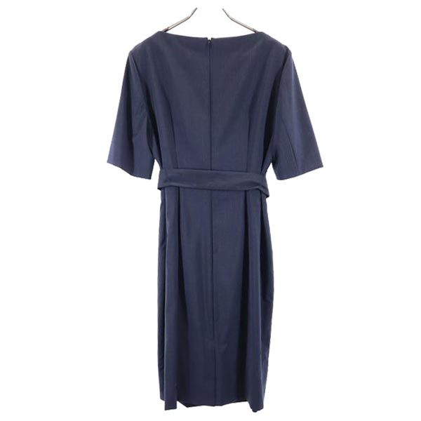 HUGO BOSS Short Sleeve Back Zip Midi Dress Navy Size US10