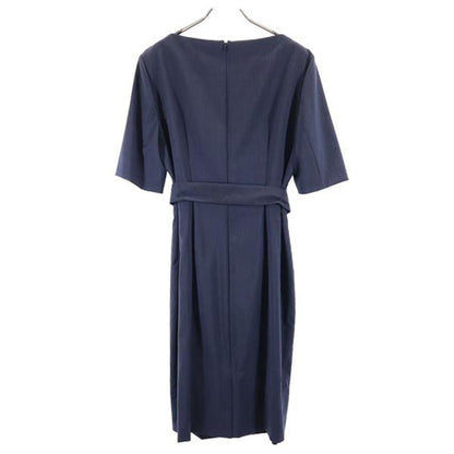 HUGO BOSS Short Sleeve Back Zip Midi Dress Navy Size US10