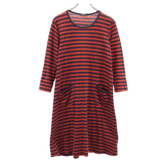 marimekko Red Border Long Sleeve Dress Size S