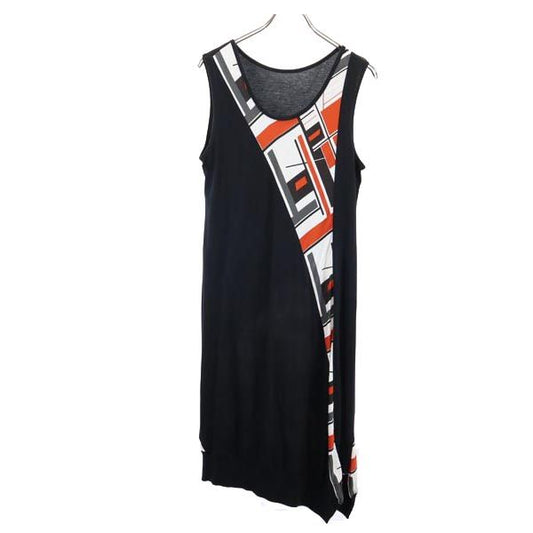 Y's Black Asymmetric Sleeveless Midi Dress Size 2