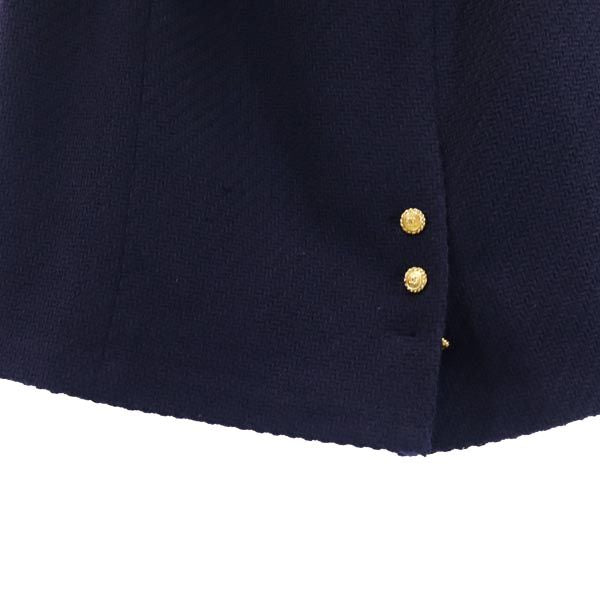 CHANEL French Wool Back Zip Midi Skirt Navy Size 40