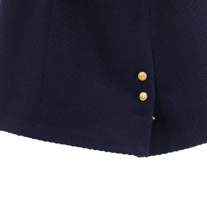 CHANEL French Wool Back Zip Midi Skirt Navy Size 40