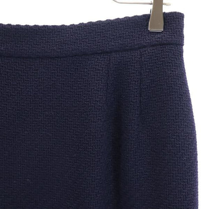 CHANEL French Wool Back Zip Midi Skirt Navy Size 40