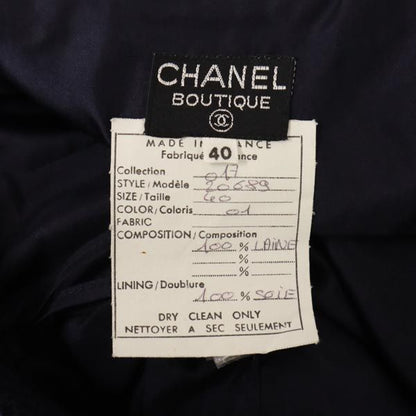 CHANEL French Wool Back Zip Midi Skirt Navy Size 40