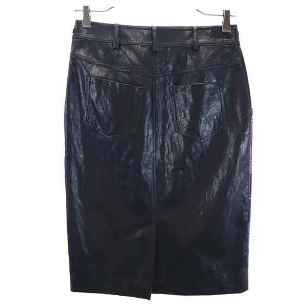 BOUTIQUE MOSCHINO Faux Leather Midi Skirt Blue Size I 38
