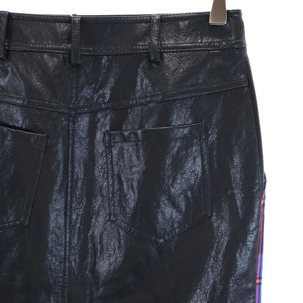 BOUTIQUE MOSCHINO Faux Leather Midi Skirt Blue Size I 38