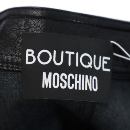 BOUTIQUE MOSCHINO Faux Leather Midi Skirt Blue Size I 38