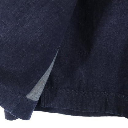 CELINE Logo Embroidered Wrap Denim Midi Skirt Navy Size 38