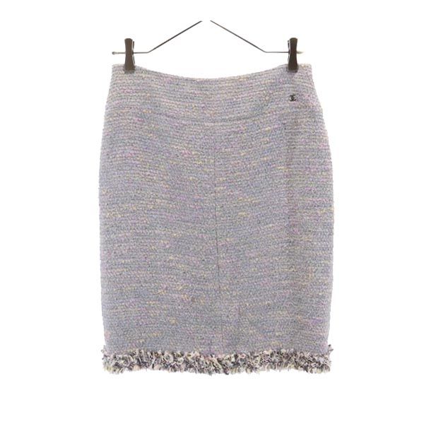 CHANEL Light Blue Knit Tight Skirt Size 42