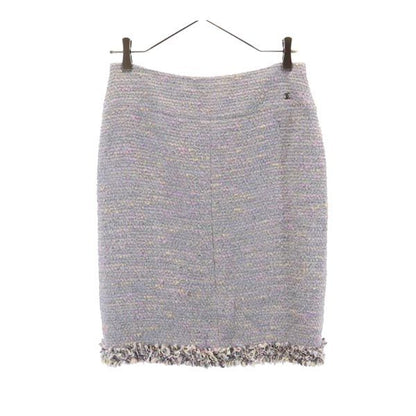 CHANEL Light Blue Knit Tight Skirt Size 42