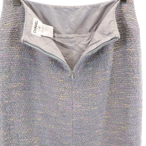 CHANEL Light Blue Knit Tight Skirt Size 42
