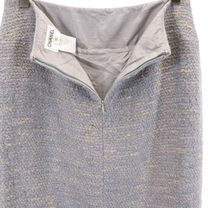 CHANEL Light Blue Knit Tight Skirt Size 42