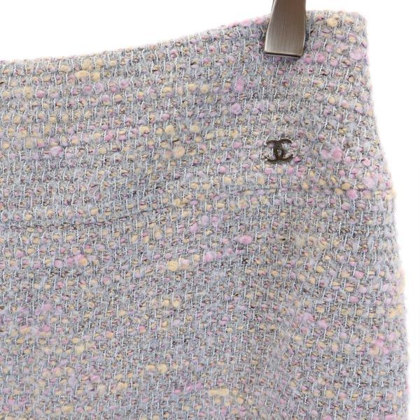 CHANEL Light Blue Knit Tight Skirt Size 42
