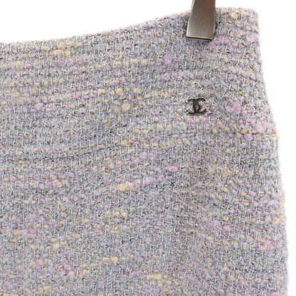 CHANEL Light Blue Knit Tight Skirt Size 42