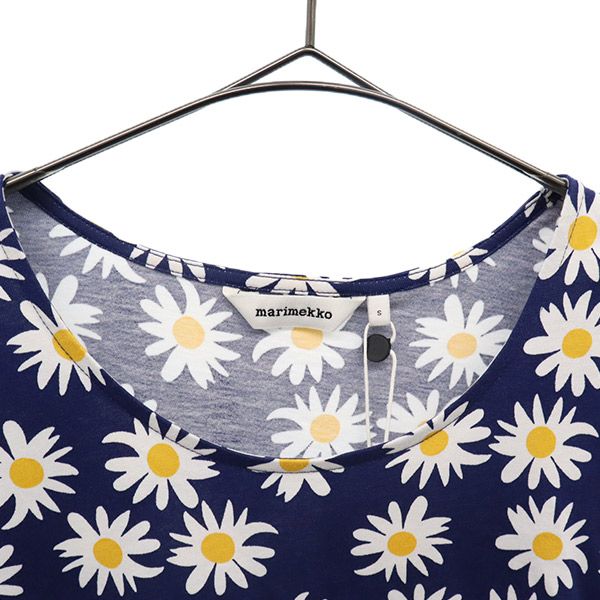 marimekko Navy Floral Long Sleeve Midi Dress Size S