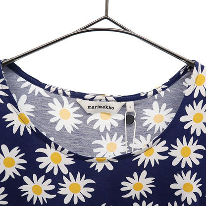 marimekko Navy Floral Long Sleeve Midi Dress Size S