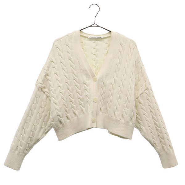 Alexander Wang White Cropped Knit Cardigan