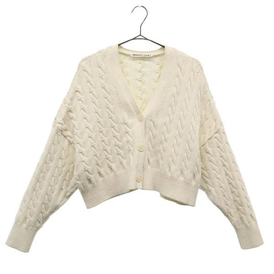 Alexander Wang White Cropped Knit Cardigan