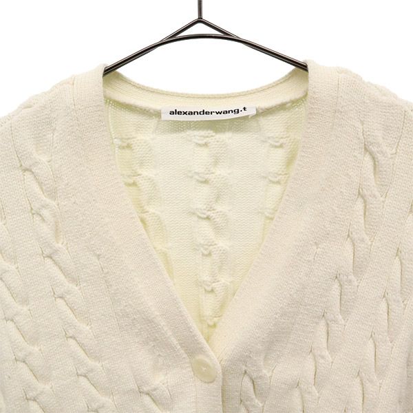 Alexander Wang White Cropped Knit Cardigan