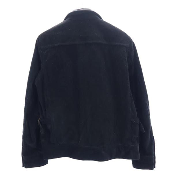 LOST CONTROL Black Corduroy Jacket Leather Collar Size 2