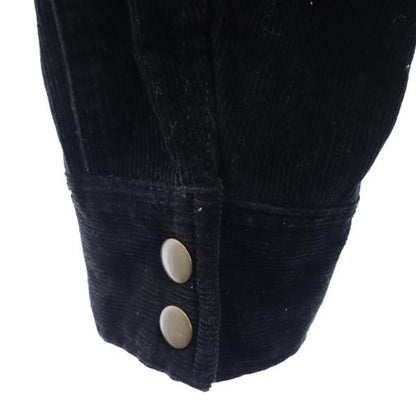 LOST CONTROL Black Corduroy Jacket Leather Collar Size 2