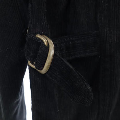 LOST CONTROL Black Corduroy Jacket Leather Collar Size 2