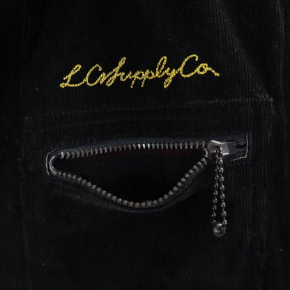 LOST CONTROL Black Corduroy Jacket Leather Collar Size 2