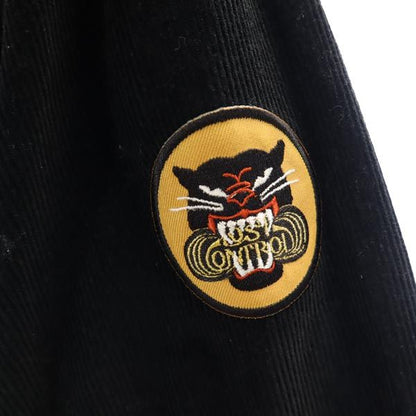 LOST CONTROL Black Corduroy Jacket Leather Collar Size 2