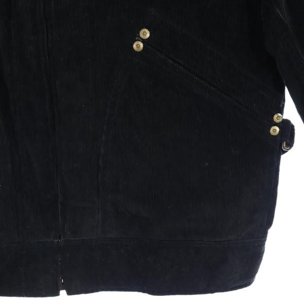 LOST CONTROL Black Corduroy Jacket Leather Collar Size 2