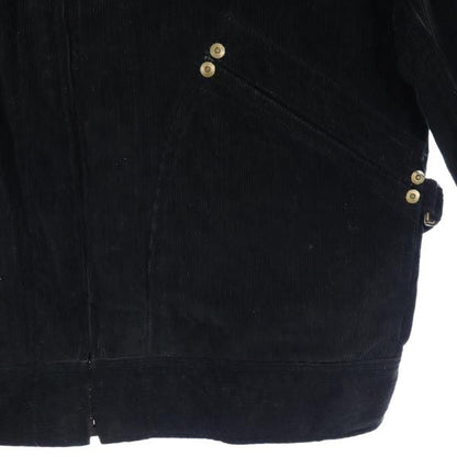 LOST CONTROL Black Corduroy Jacket Leather Collar Size 2