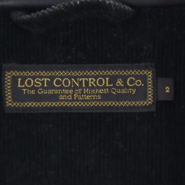LOST CONTROL Black Corduroy Jacket Leather Collar Size 2