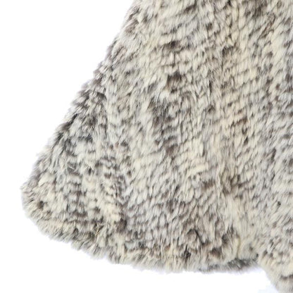 STEFANEL Hooded Rabbit Fur Poncho Gray Jacket