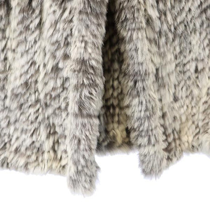 STEFANEL Hooded Rabbit Fur Poncho Gray Jacket