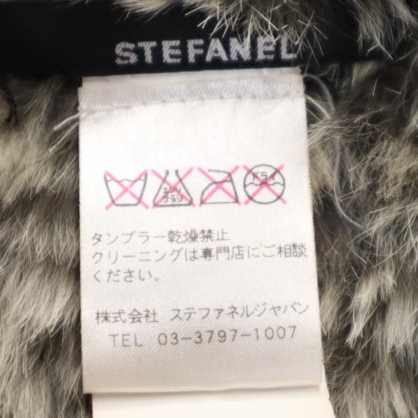 STEFANEL Hooded Rabbit Fur Poncho Gray Jacket