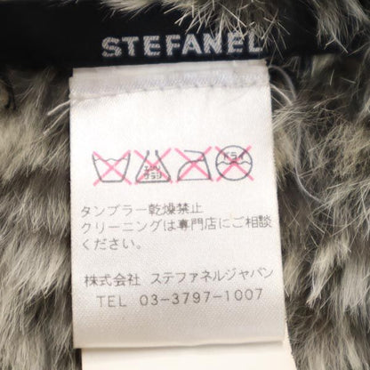 STEFANEL Hooded Rabbit Fur Poncho Gray Jacket