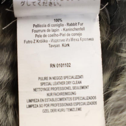 STEFANEL Hooded Rabbit Fur Poncho Gray Jacket