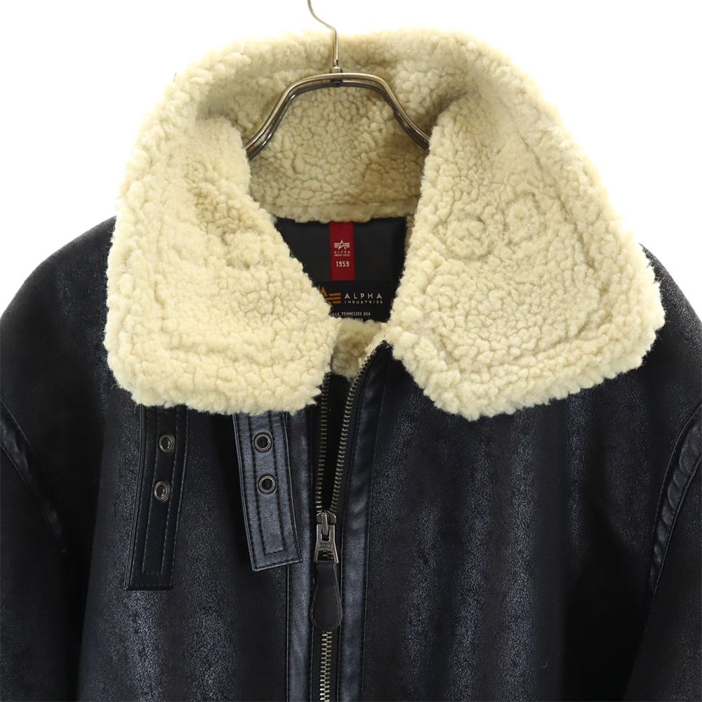 ALPHA INDUSTRIES INC B3 Faux Shearling Jacket Black Size XL