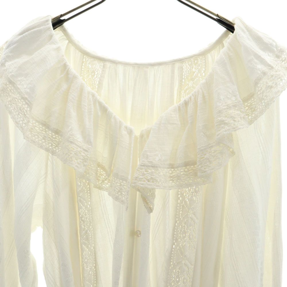 GRACE CLASS Frill Lace Long Sleeve Dress White Size 2-36