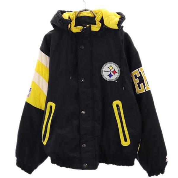 STARTER 90s NFL Steelers Padded Nylon Jacket Black Size S